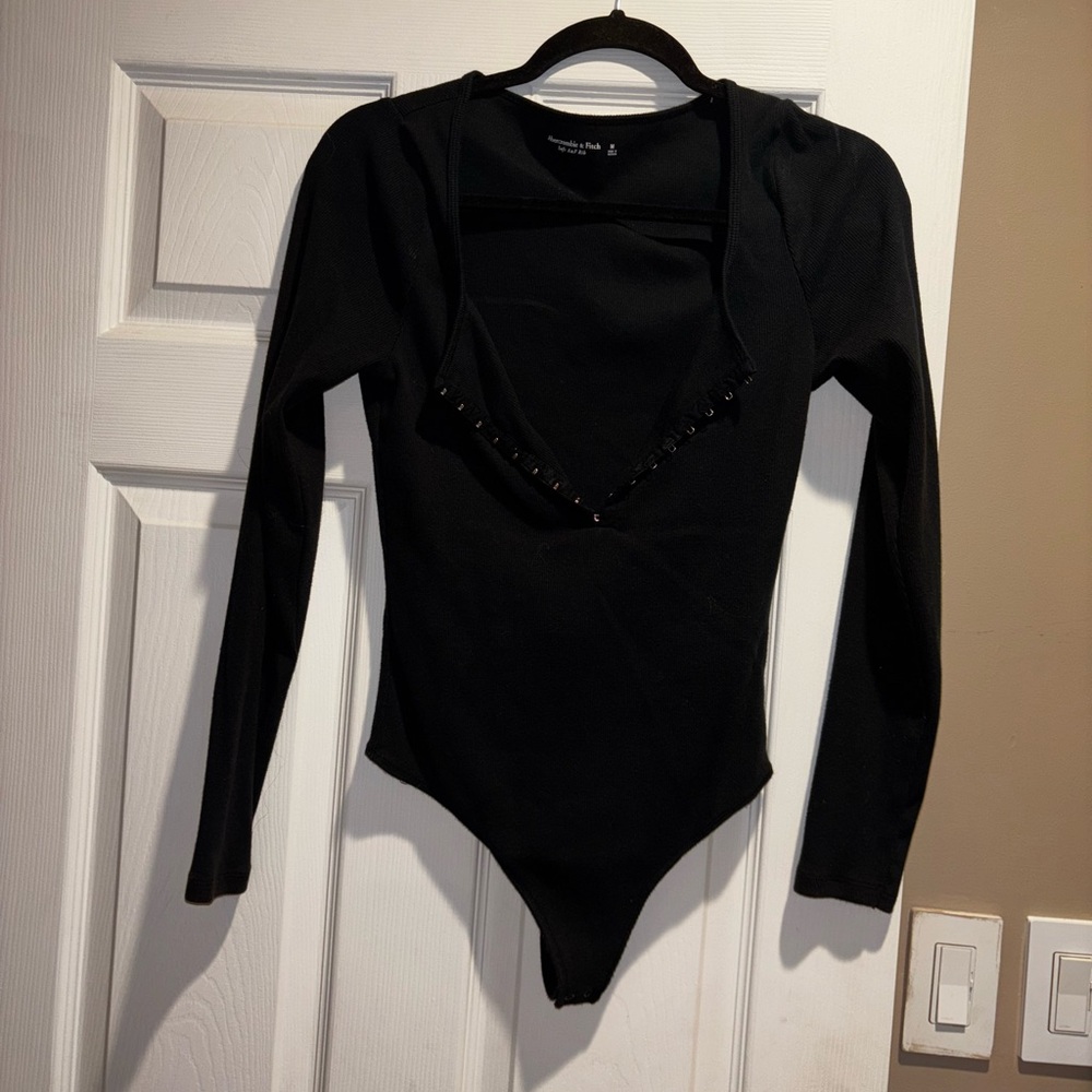 Abercrombie & Fitch Soft Black Ribbed Bodysuit